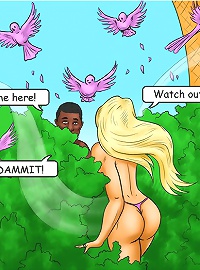 Interracial porn comix. If you keep moaning like that your husband's going to hear us!